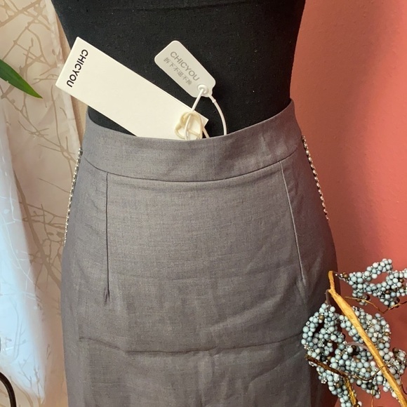 NEW - ChicYou Designer Brand- Rhinestone Mini Skirt - Picture 7 of 9